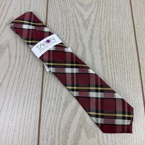 708 Tayion by Montee Holland Plaid Men's Tie 600 Red $55 Polyester 2YC24-2008